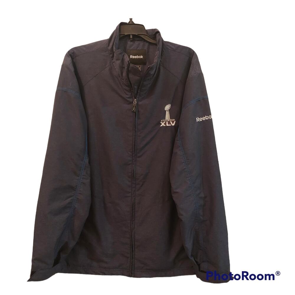 SUPER BOWL‎ XLV WINDBREAKER JACKET Reebok Texas Blue Large